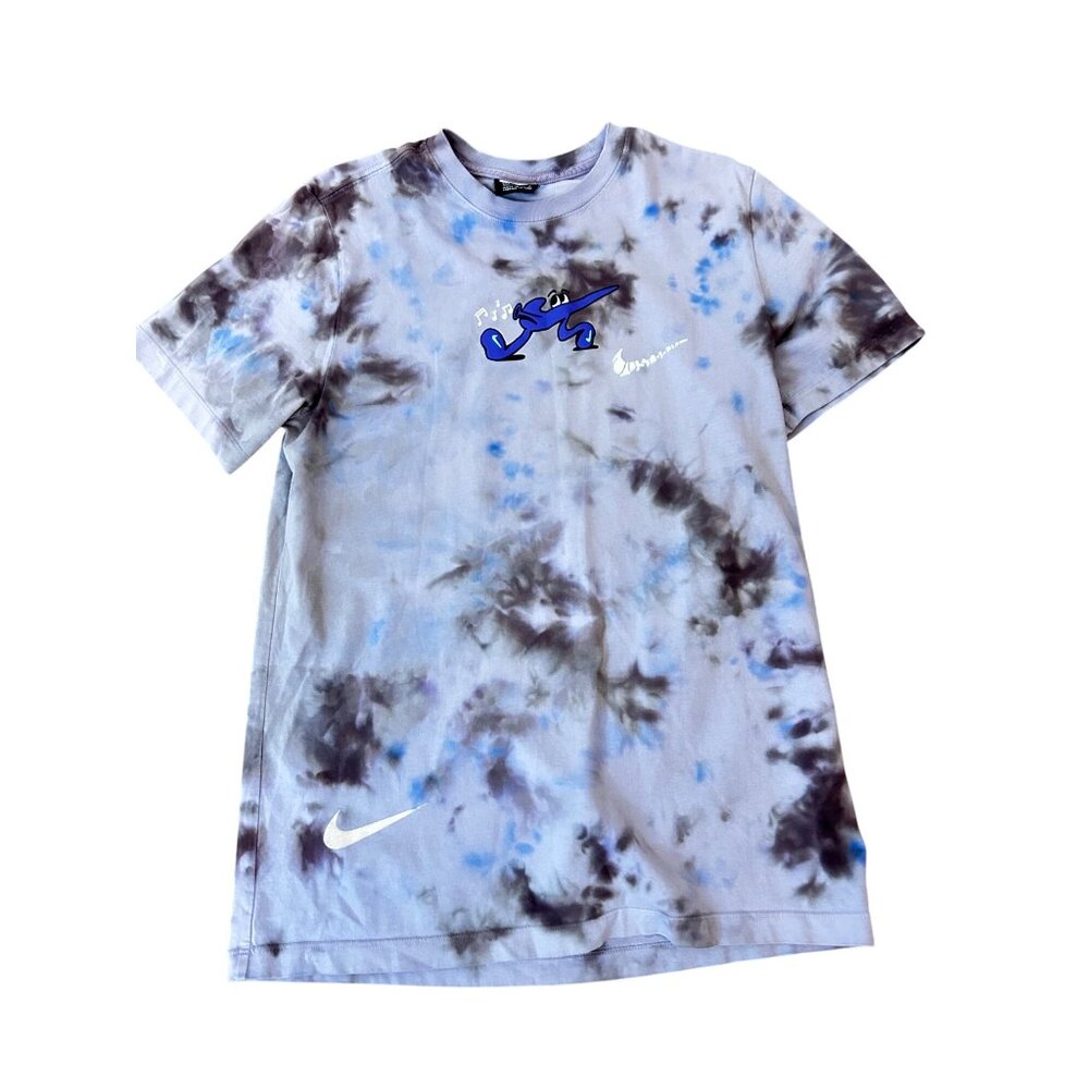 Nike Shirt Mens Medium Purple Tie Dye QR Tag Its A Revolution Crew Tee Medium